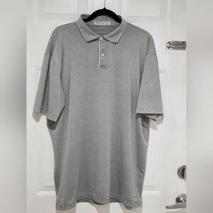 Peter Millar Tour Fit Short Sleeve Athletic Performance Polo Golf Shirt Gray XL